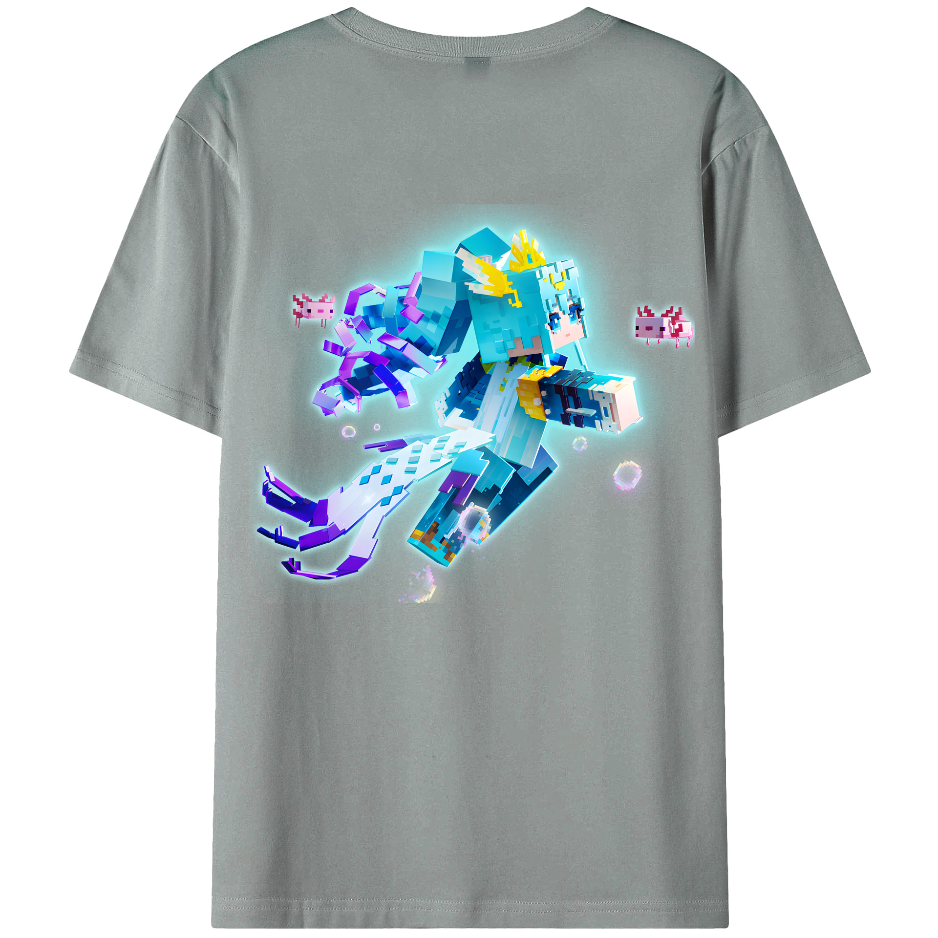 （画像用） マインクラフト ブロックの世界 Minecraft MC Block world 綿100％ メンズ半袖Tシャツ（バックプリント） 通気性